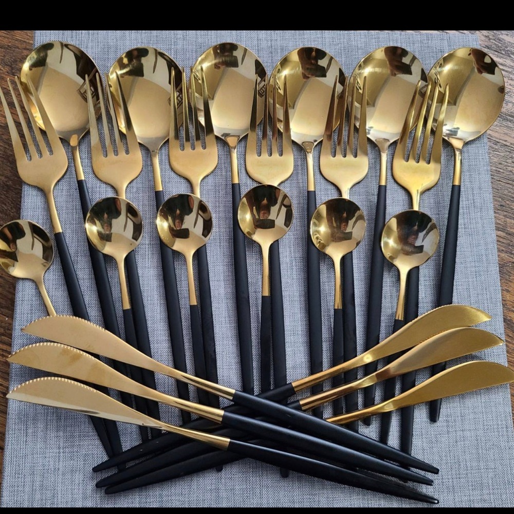 24pcStainless Steel Cutlery Set Stainless Steel Cutlery Portuguese Cutlery Spoon